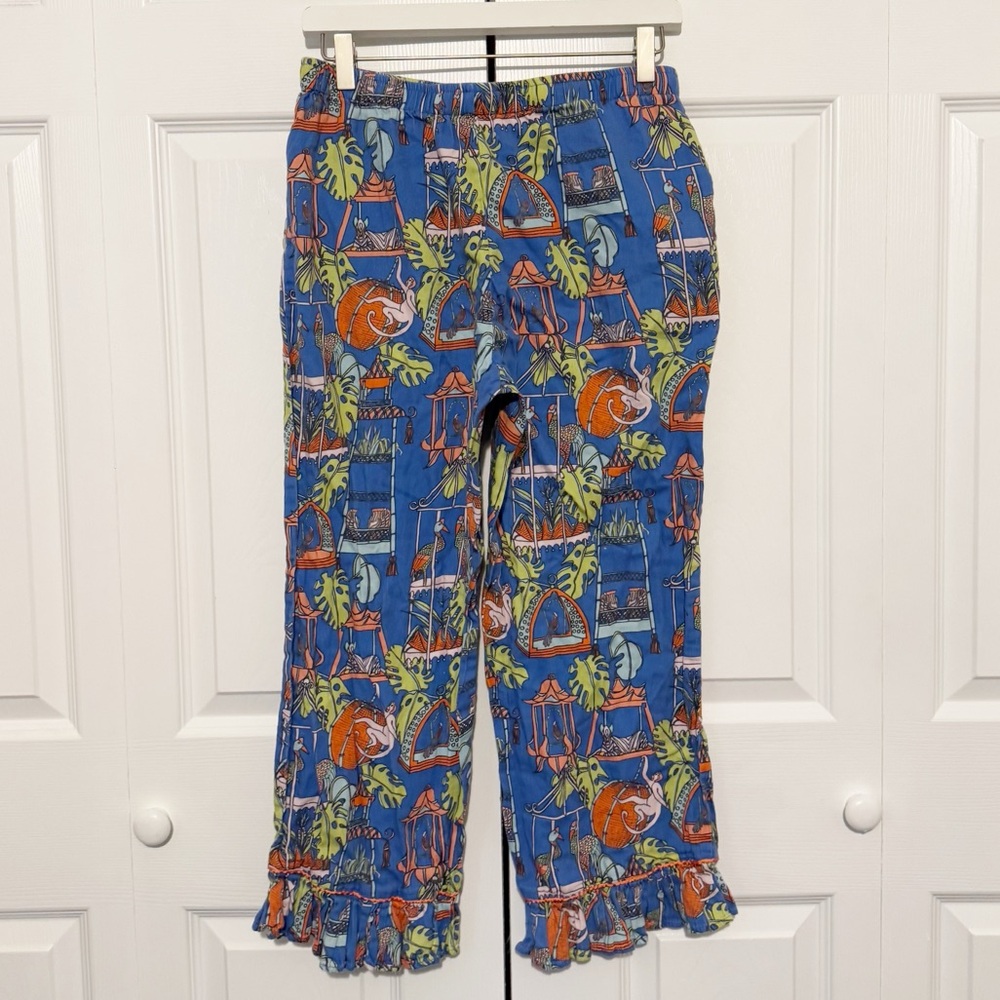 Jaye’s Studio Cotton Pajama Set Size Small Tropical Jungle Animal Print Ruffle - Picture 11 of 11